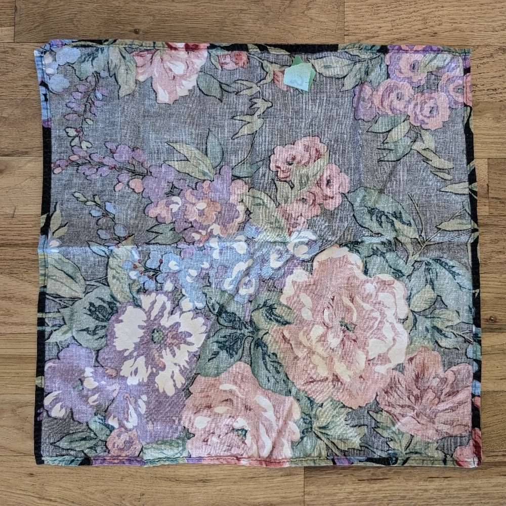 Vintage 90s Black Floral Napkins Set Of 10 Cottagecore Beautiful Flowers
